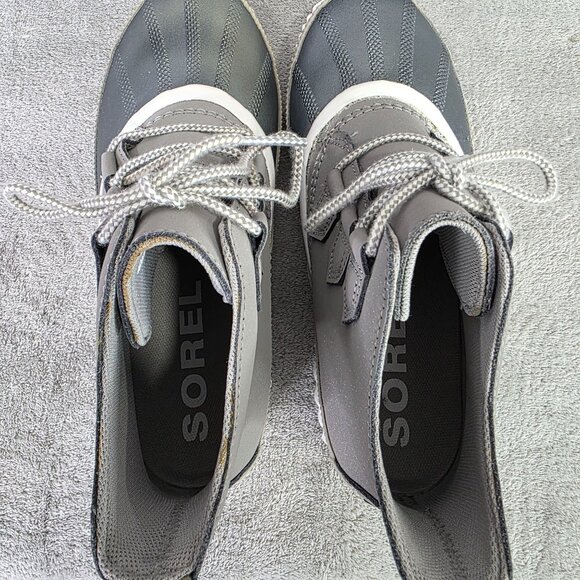 Womens Sorel Waterproof Gray Ankle Boots Rubber Sole Lace Up Size 9 - Picture 4 of 8